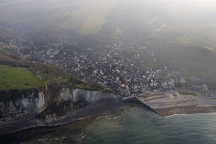 France, Seine-Maritime, Pays de Caux, Cote d'Albatre, Yport (aerial view)