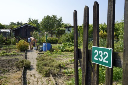 France, Bas-Rhin (67), Strasbourg, quartier de la Robertsau, jardins ouvriers