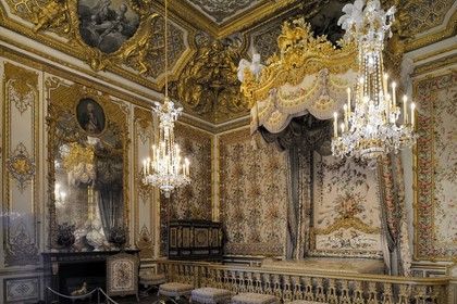 France, Yvelines (78), château de Versailles, classé Patrimoine Mondial de l'UNESCO, les Grands Appartements, la chambre de la Reine