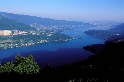 France, Haute Savoie, Annecy lake seen from the Forclaz col