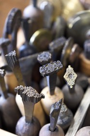 France, Dordogne, White Perigord, Perigueux, Christophe and Nathalie Legrand art bindery, foil and cardboard workshop