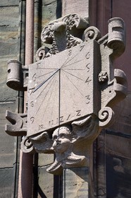 France, Bas Rhin, Strasbourg, old town listed as World Heritage by UNESCO, Notre Dame Cathedral, sundial on the platform