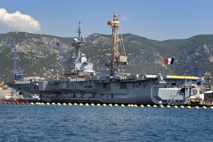 France, Var, Toulon, the naval base (Arsenal), the Charles de Gaulle nuclear-powered aircraft carrier on mid-life renovation