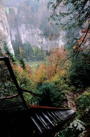 France, Doubs, death ladder in the Doubs river valley on the Swiss French border
