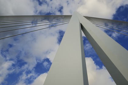 France, Aveyron, Millau Viaduct (A75 Motorway) built by Michel Virlogeux and Norman Foster, located between Causses de Sauveterre and Causses du Larzac above Tarn River