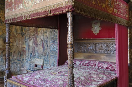France, Indre et Loire, Chateau de Chenonceau of Renaissance style built between 1513 and 1522, Bedroom of Catherine de Medici