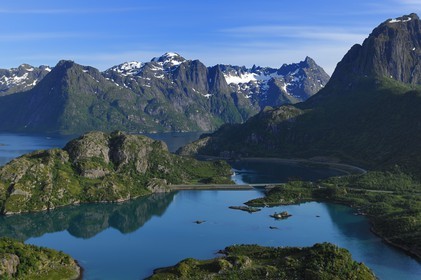 Norway, Nordland County, Lofoten Islands, the west coast of the island of Hadsel (aerial view)