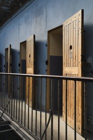 France, Rhone, Lyon, Montluc Prison Memorial, cells from the 2nd floor gallery where Jean Moulin was locked