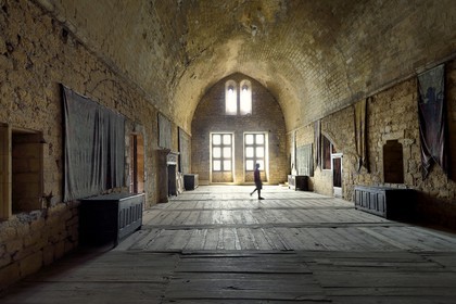 France, Dordogne, Perigord Noir, Dordogne Valley, Beynac et Cazenac, labelled Les Plus Beaux Villages de France (The Most Beautiful villages of France), the 13th century castle, the Salle des Etats (States' Hall)