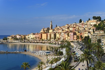 France, Alpes-Maritimes, Menton, old town dominated by the St Michel Basilica