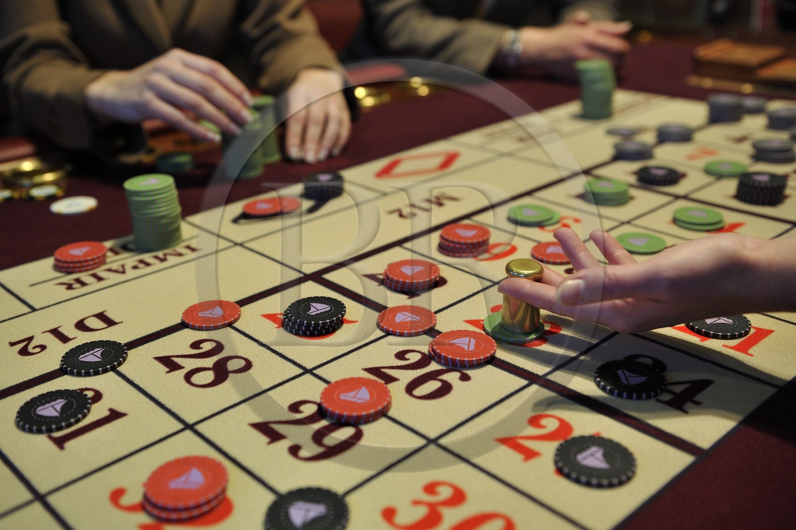 France, Calvados (14), Pays d'Auge, Deauville, le Casino, table de Roulette anglaise