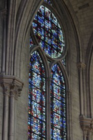France, Paris, ile de la Cite, Notre-Dame Cathedral, stained-glass windows from Jacques Le Chevallier