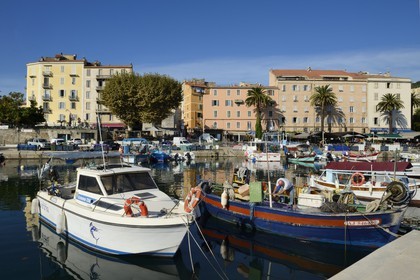 France, Corse du Sud, Ajaccio,  the Tino Rossi fishing harbour and the quai Napoleon