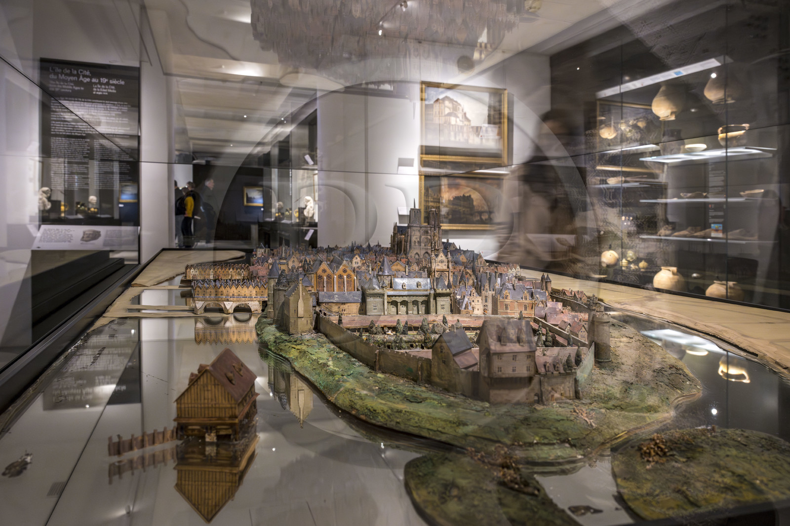 France, Paris (75), quartier du Marais, Musée Carnavalet, sous-sols, maquette de l'Ile de la Cité telle qu'on l'imaginait au XIXe siècle