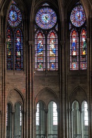 France, Paris, ile de la Cite, Notre-Dame Cathedral, stained-glass windows of the choir