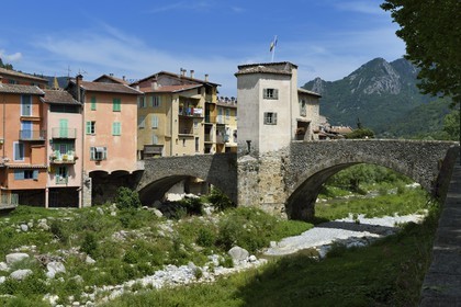 France, Alpes-Maritimes, Sospel, the Old Bridge on Bereva River