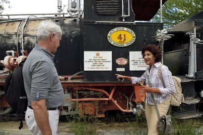 Namibie, région de Otjozondjupa, gare d'Otjiwarongo, vieille locomotive à vapeur de 1912 utilisée jusqu'en 1960 par les South African Railways