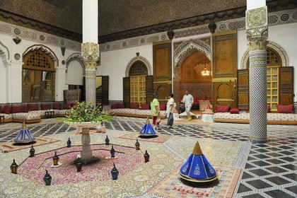 Morocco, Middle Atlas, Fez, Imperial City, Fez El Bali, medina listed as World Heritage by UNESCO, Mnebhi Palace converted into a restaurant nowadays, was the historical place where the Treaty of Fez was signed by Lyautey