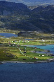 Norvège, Laponie, région du Finnmark, la côte vers le Cap Nord (vue aérienne)