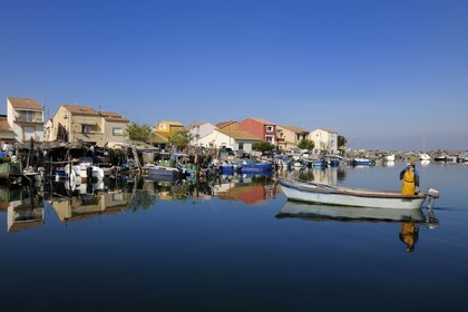 France, Hérault (34), Sète, quartier de la Pointe Courte, village de pêcheurs donnant sur l'étang de Thau, le petit port