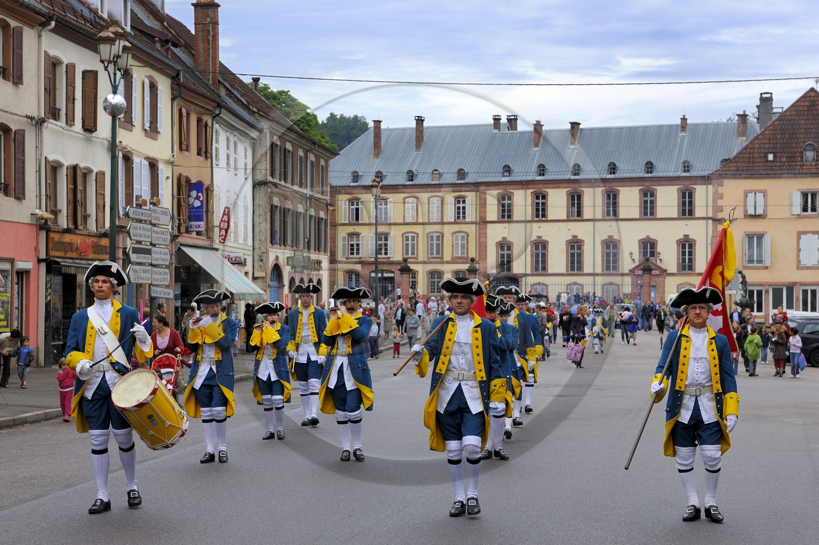 France, Vosges, Senones, capital of the former principality of Salm Salm which used to be part of France in 1793, changing of the guard in main street
