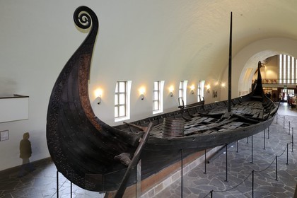Norway, Oslo, Bygdoy Peninsula, Viking Boats Museum, Oseberg drakkar of the 9th century