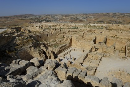 Israel, West Bank, Herodium or Herodion is a volcano-like hill with a truncated cone with a a fortress and palace build by Herod the Great (Herodion National Park), Inside the crater
