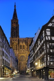 France, Bas Rhin, Strasbourg, old town listed as World Heritage by UNESCO, Notre Dame Cathedral and rue Merciere