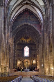 France, Bas Rhin, Strasbourg, old town listed as World Heritage by UNESCO, Notre Dame Cathedral, the nave and the Romanesque choir