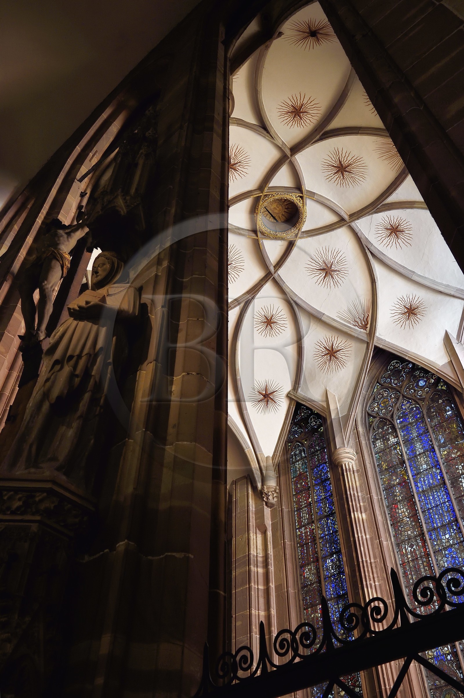France, Bas Rhin, Strasbourg, old town listed as World Heritage by UNESCO, Notre Dame Cathedral, pillars in front of the Sainte-Catherine chapel (14th century)