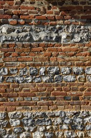 France, Seine-Maritime, Pays de Caux, Amfreville les Champs, the farm Au Fil des Saisons and ecomuseum of linen, brick and flint stone wall