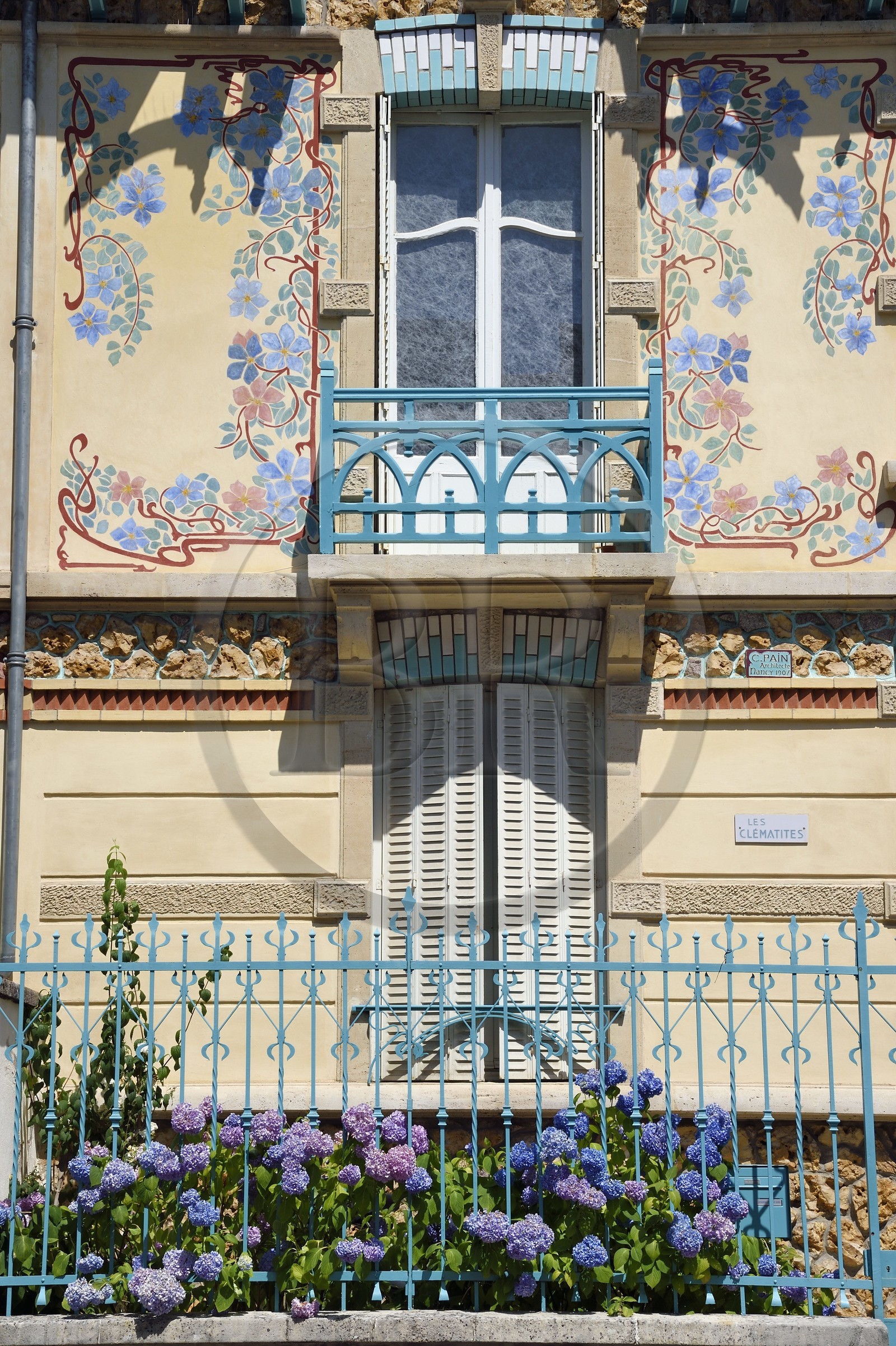 France, Meurthe-et-Moselle (54), Nancy, rue Félix Faure, maison de lotissement Art Nouveau de l'architecte Cesar Pain, villa Les Clématites