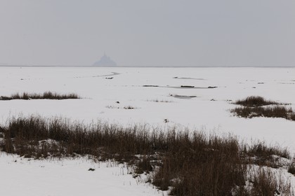 France, Manche (50), Le Mont Saint Michel sous la neige