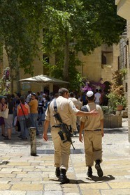 Israel, Jerusalem, holy city, the old town listed as World Heritage by UNESCO, the jewish quarter, armed soldiers in Tiferet-Yisrael street