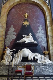 France, Meurthe et Moselle, Nancy, Notre-Dame-de-Bonsecours-de-Nancy church by the architect Héré which houses the tombs of Catherine Opalinska and Stanislas Leszczynski, mausoleum of Stanislas with at his feet Lorraine with the crown and Charity with the baby