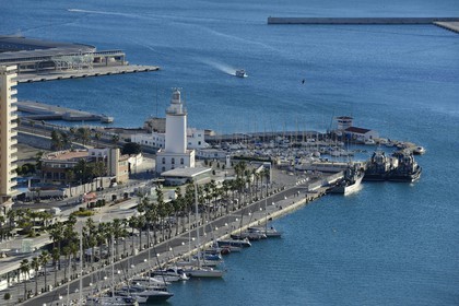 Espagne, Andalousie, Malaga, le port et son phare
