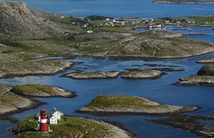 Norvège, Sor-Trondelag, phare de Saetervika (vue aérienne)