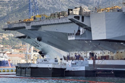 France, Var, Toulon, the naval base (Arsenal), the Charles de Gaulle nuclear-powered aircraft carrier on mid-life renovation