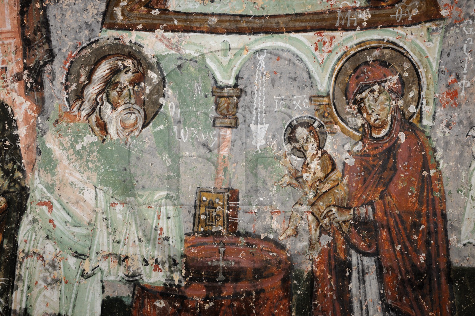 Turquie, Anatolie Centrale, province de Kayseri, Cappadoce classée Patrimoine Mondial de l'UNESCO, vallée de Soganli, église de la Tête Noire (Karabas Kilise) troglodytique, fresques murales