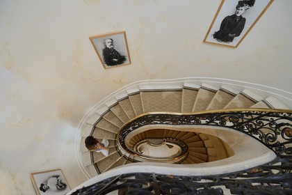 France, Alpes Maritimes, Cannes, the Villa La Californie where Picasso lived, today renamed the Pavillon de Flore by Marina Picasso, Pablo Picasso grandparents pictures in the main staircase