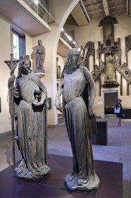 France, Bas Rhin, Strasbourg, old town listed as World Heritage by UNESCO, Musee de l'Oeuvre Notre Dame (Oeuvre Notre Dame museum), Jube Room, 13th century statuary from the cathedral, the couple of sculptures of the Church (triumphant) and the Synagogue (defeated) come from the tympana of the two portals of the south transept, two female figures, allegories of the Christian and Judaic religions, the new and the old testament