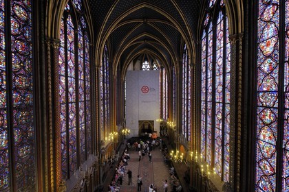 France, Paris (75), ile de la Cité, la Sainte Chapelle, les vitraux de la Chapelle Haute