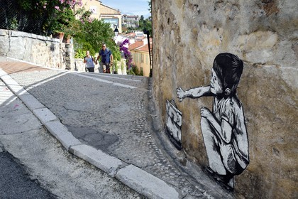 France, Alpes-Maritimes, Cannes, the old town in Le Suquet district, Olivia Paroldi street art