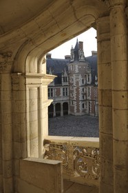 France, Loir et Cher, Loire Valley, listed as World Heritage by UNESCO, Chateau de Blois, grand staircase of Francois I Wing and Louis XII Wing