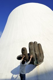France, Seine Maritime, Le Havre, Downtown rebuilt by Auguste Perret listed as World Heritage by UNESCO, the cultural center called Volcano created by Oscar Niemeyer