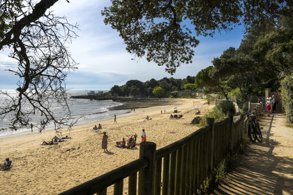 France, Charente-Maritime (17), région de Royan, Saint-Palais-sur-Mer, plage du Platin et sentier des douaniers qui longe le littoral