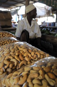 Tanzania, Dar es-Salaam, Kisutu market, cashew nuts stall