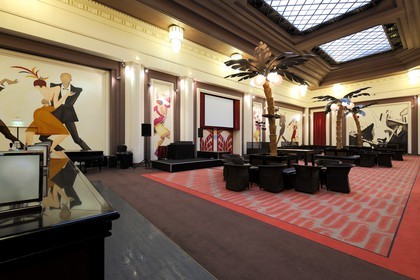 France, Vosges (88), Station thermale de Vittel, le Grand Hôtel propriété du Club Mediterranée, le bar Art Deco le Cotton Club de l'ancien casino par Auguste Bluysen