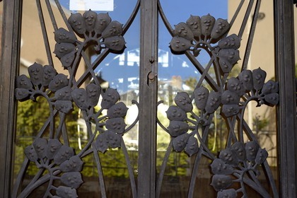 France, Meurthe-et-Moselle (54), Nancy, la Villa Majorelle de style Art Nouveau, ferronnerie de la porte principale