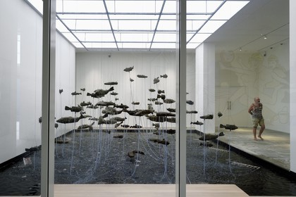 France, Var (83), Iles d'Hyères, parc national de Port Cros, Ile de Porquerolles, la Fondation Carmignac, One Hundred Fish Fountain (2005) de Bruce Nauman